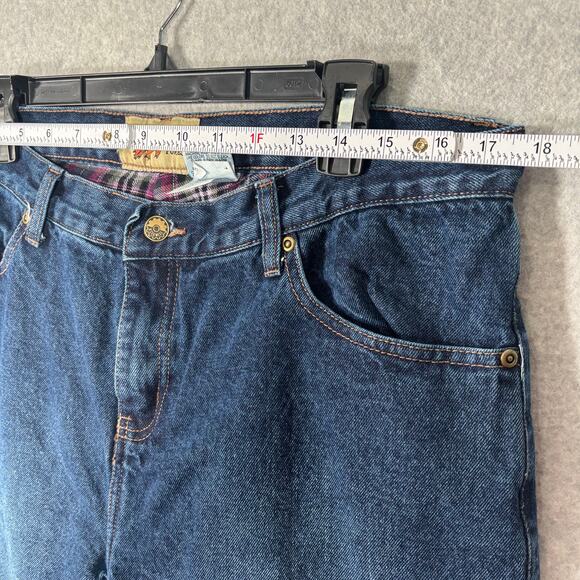 Flannel Lined Jean Women 12 Short Insulated Warm Thermal Soft Pink Plaid Outdoor - Picture 6 of 11